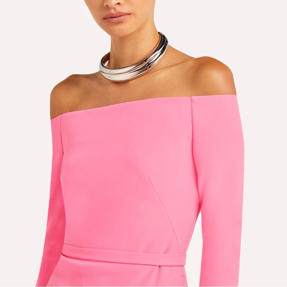 Safiyaa Rory Off-the-Shoulder Gown Pink Long Sleeve Maxi Dress - Picture 3 of 14